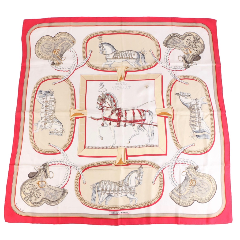 Authentic Hermes &acirc;Grand Apparat&acirc; Silk Twill Scarf